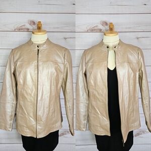 Chadwicks of Boston 90s Tailored Leather Moto Jacket in Blush Pearl Size 14